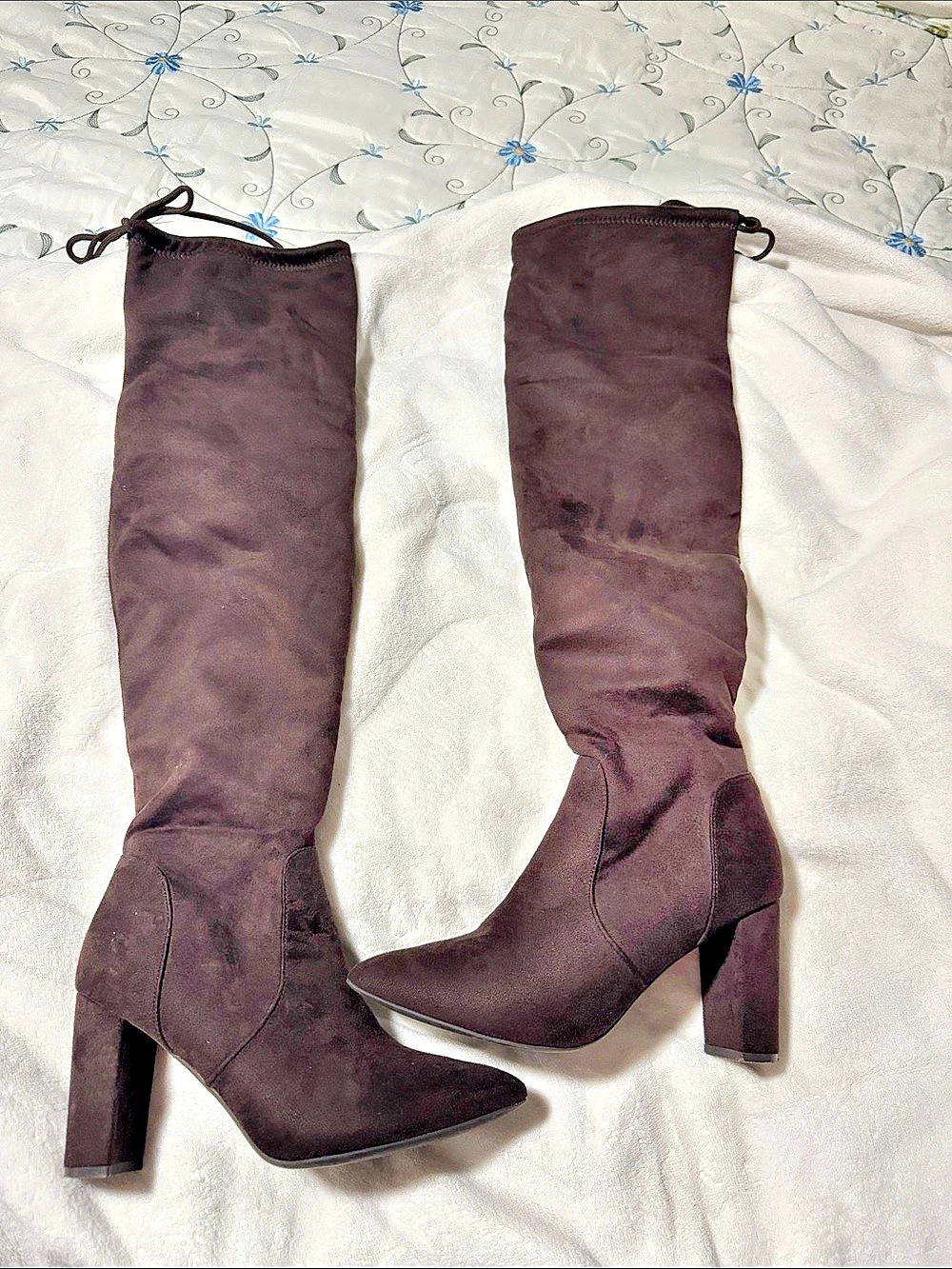 Over-the-Knee Heeled Boots in Brown Like New